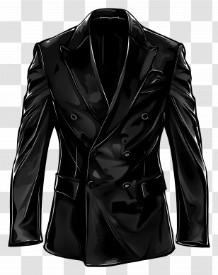 Blazer - Black Double-Breasted Suit Illustration Transparent PNG