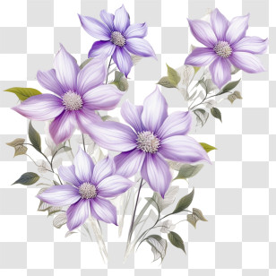 Clematis Flower
 - Artistic Illustration Of Purple Flowers Transparent PNG