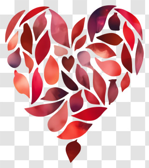 Cartoon - Heart Design Made Of Red Leaves Transparent PNG