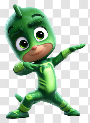 Gekko Pj Mask - Dabbing Green Superhero Kid Transparent PNG