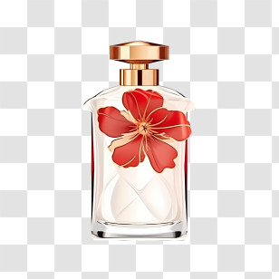 Perfume Bottle - Elegant Floral Perfume Bottle With Gold Cap Transparent PNG
