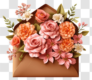 Envelope Heart - Pink Floral Envelope For Special Occasions Transparent PNG