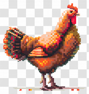 Pixel Thanksgiving Turkey - Pixelated Chicken Illustration Transparent PNG