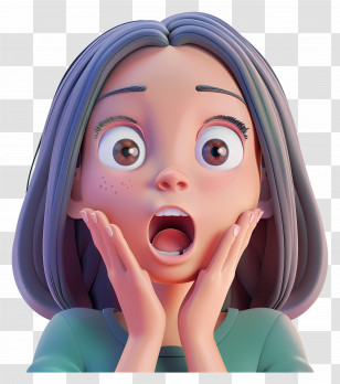 Girl Surprise - Surprised Cartoon Girl In 3D Style Transparent PNG