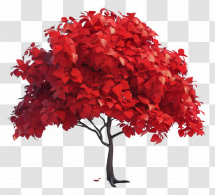 Animated Tree - Tree With Vibrant Red Leaves Transparent PNG