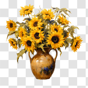 National Sunflower Day - Sunflowers In Ceramic Vase For Home Decoration Transparent PNG