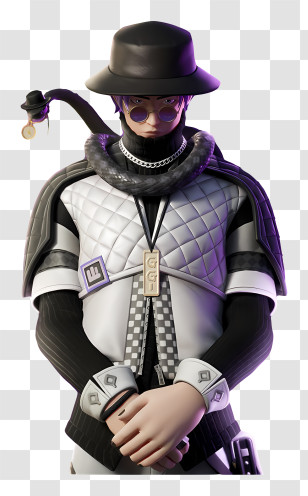 Fortnite - Stylized Male Character In Monochrome Futuristic Attire Transparent PNG