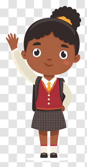 Schoolgirl Hand Raising - Girl In School Uniform Waving Transparent PNG