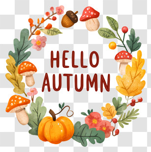 Hello Autumn - Hello Autumn Floral Wreath Transparent PNG