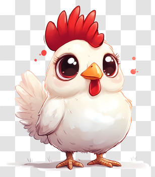 Chibi Rooster - Cute White Cartoon Chicken Transparent PNG