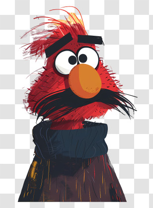 Abstract Character - Funny Red Feathered Bird Portrait Transparent PNG