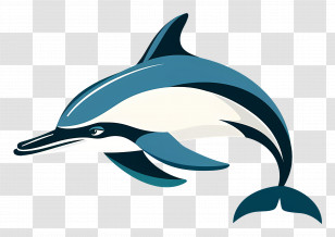 Dolphin - Blue Dolphin Illustration In Aquatic Style Transparent PNG