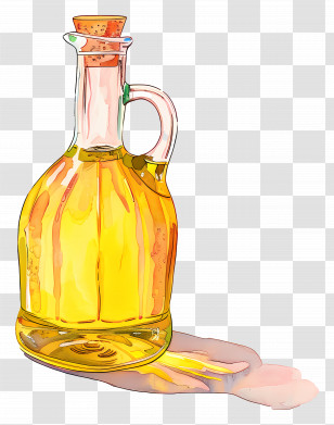 Cooking Oil - Illustrated Glass Oil Bottle For Cooking Transparent PNG