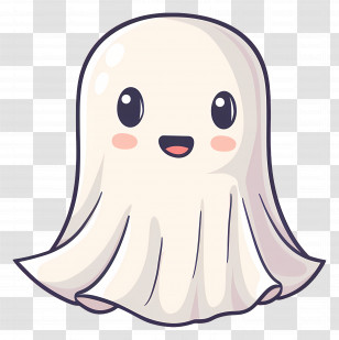 Kawaii Ghost - Cute Ghost Cartoon Illustration Transparent PNG