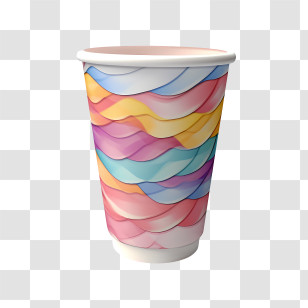 Paper Cup - Bright And Colorful Paper Cup With Wavy Design Transparent PNG