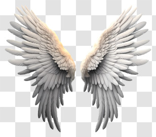 Angel Wings Emoji - White Angel Wings With Feather Detail Transparent PNG