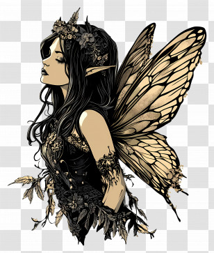 Dark Fairy - Golden Fairy With Elf Ears Transparent PNG