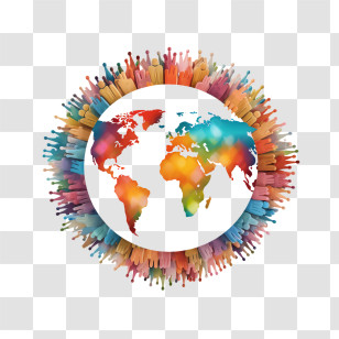 World Humanitarian Day - Colorful World Map With Hands Transparent PNG