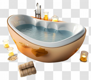 Spa Bath - Luxury Bathtub With Candles For A Relaxing Spa Experience Transparent PNG