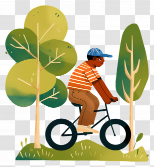 Boy Riding Bicycle - Person Cycling Through Nature Transparent PNG