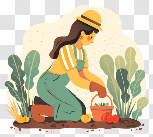Woman Planting Vegetables - Gardening Woman In Nature Transparent PNG