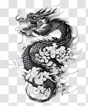 Dragon Tattoo - Mythical Dragon Illustration Transparent PNG