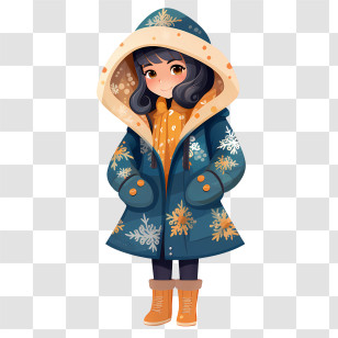 Winter Girl - Cute Girl In Winter Coat Transparent PNG