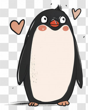Cartoon Penguin - Cute Penguin With Hearts Transparent PNG