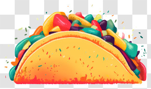 Mexican Taco - Colorful Taco With Various Toppings Transparent PNG