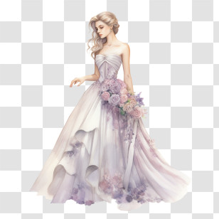 Wedding Dress - Illustration Of A Bride In A Wedding Dress Transparent PNG