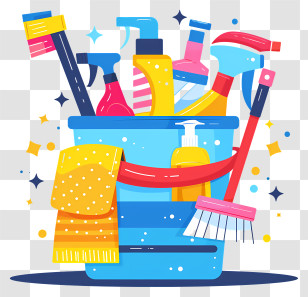 Cleaning Kit - Bucket Of Cleaning Supplies Transparent PNG