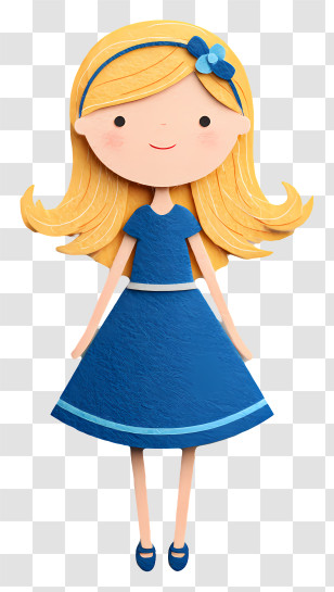 Cute Girl With Blonde Hair - Blonde Girl In Blue Dress Transparent PNG