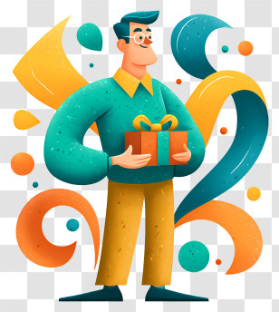 Gift-Giving Man Illustration Transparent PNG