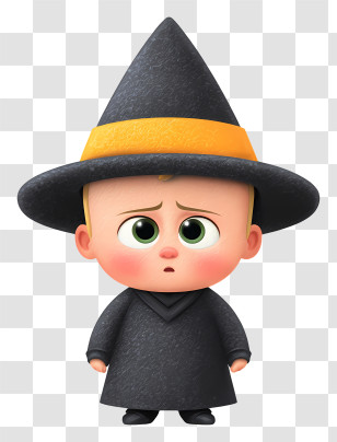 Boss Baby In Witch Outfit - Cute Baby Witch Character Transparent PNG