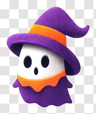 Cute Ghost In Witch Outfit - Cute Ghost In Witch Hat Transparent PNG