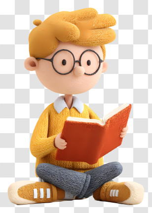 Boy Reading Literature - Cartoon Boy With Glasses Reading A Book Transparent PNG