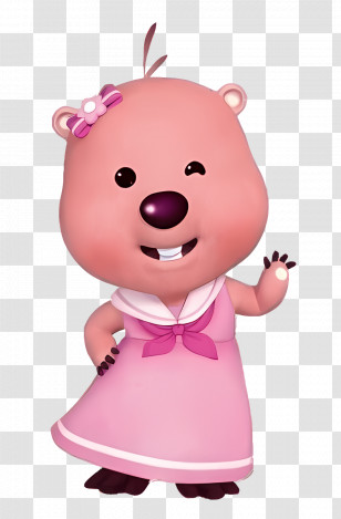 Pororo - Pink Cartoon Character With Bow Transparent PNG