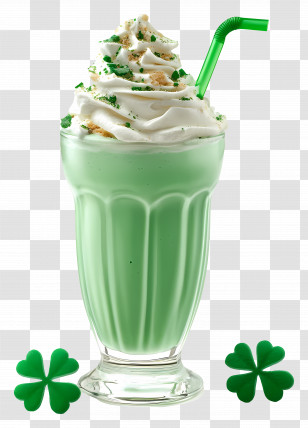 St Patrick Shamrock Shakes - Green Milkshake With Whipped Cream Transparent PNG