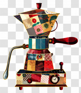 Coffee Maker - Colorful Patchwork Coffee Maker Transparent PNG