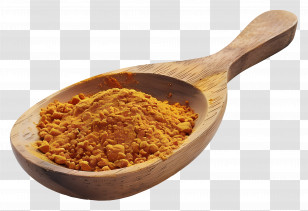Curry Powder - Wooden Spoon Filled With Turmeric Powder Transparent PNG