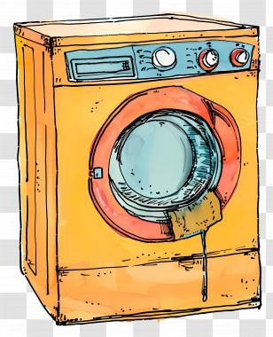 Washing Machine - Illustrated Yellow Washing Machine Transparent PNG