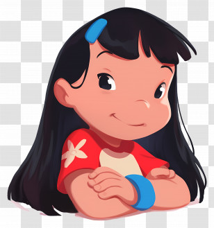 Lilo Pelekai - Animated Girl With Red Shirt Transparent PNG