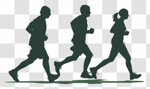 Global Running Day - Group Of Runners Silhouetted In Motion Transparent PNG