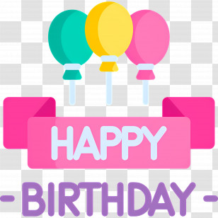 Happy Birthday - Colorful Birthday Banner And Balloon Set Transparent PNG