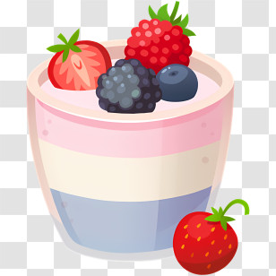 Icon - Colorful Parfait With Fresh Berries Transparent PNG