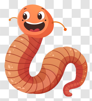 Earthworm - Happy Cartoon Worm Character Transparent PNG