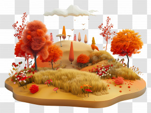 Autumn Meadow - Autumn Landscape With Colorful Trees Transparent PNG
