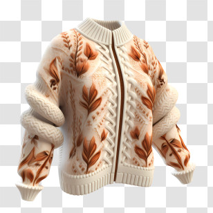 Christmas Sweater - Knitted Sweater With Autumn Floral Patterns Transparent PNG