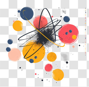 Atoms - Colorful Abstract Art With Circles And Lines Transparent PNG