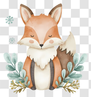 Makeup Brush - Cute Woodland Fox Illustration Transparent PNG